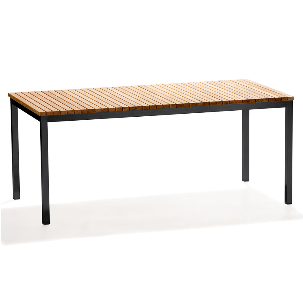 Haringe Rectangular Large Table - Teak, Black Stainless Steel Frame