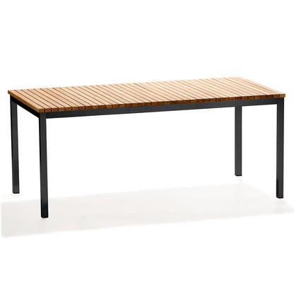Haringe Rectangular Large Table - Teak, Black Stainless Steel Frame
