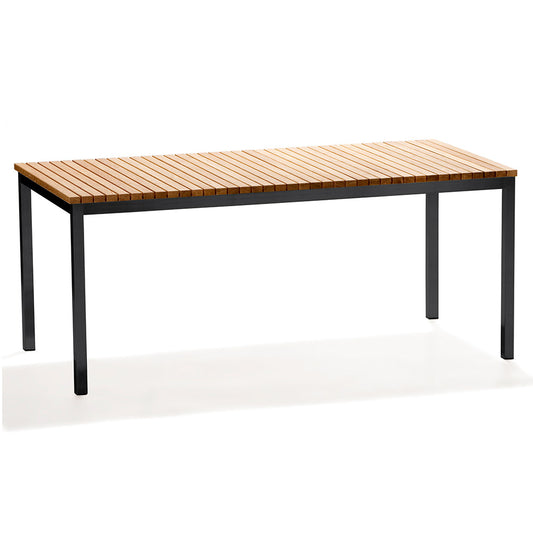 Haringe Rectangular Large Table - Teak, Black Stainless Steel Frame