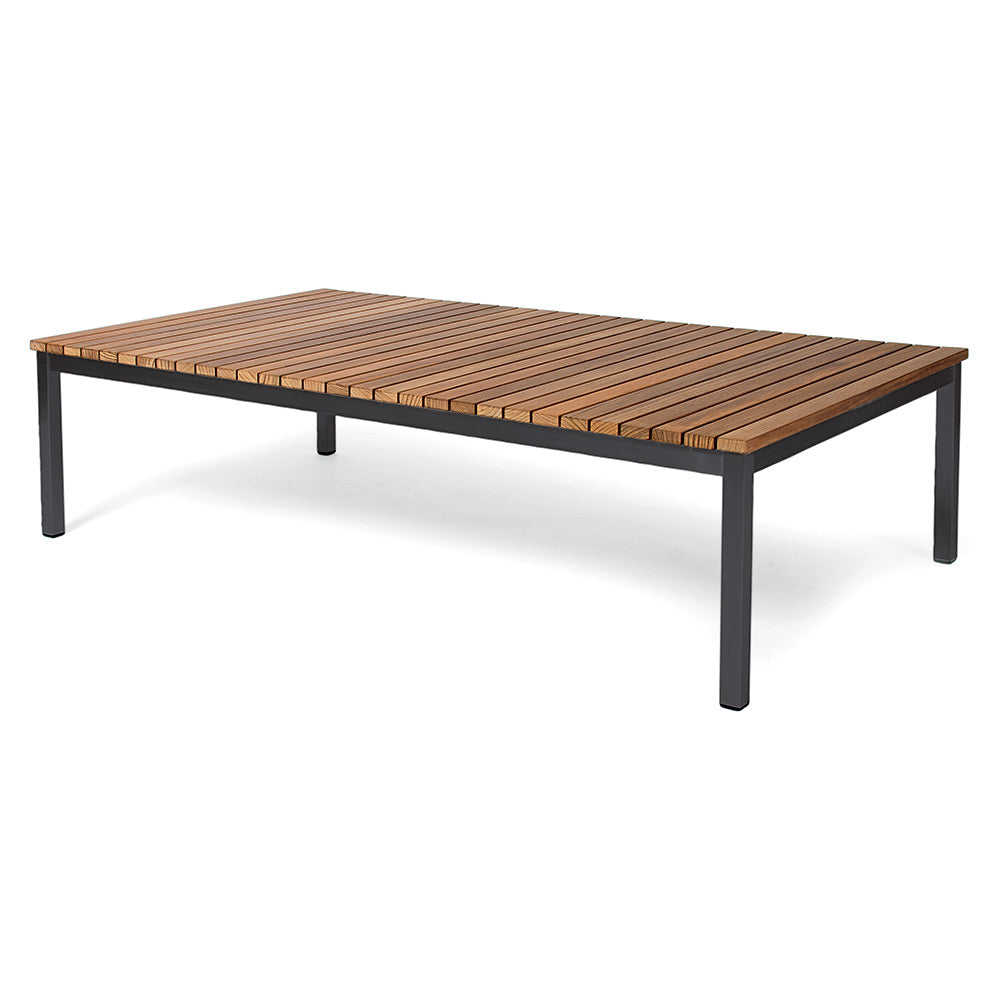 Haringe Rectangular Lounge Table - Teak, Black Stainless Steel Frame