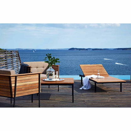 Haringe Rectangular Lounge Table - Teak, Black Stainless Steel Frame