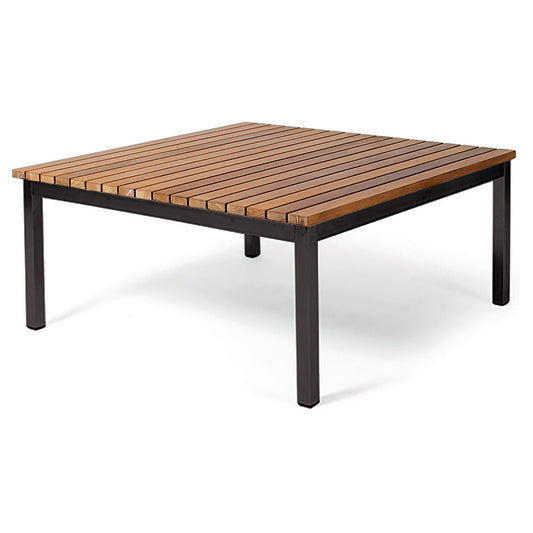 Haringe Square Lounge Table - Teak, Black Stainless Steel Frame