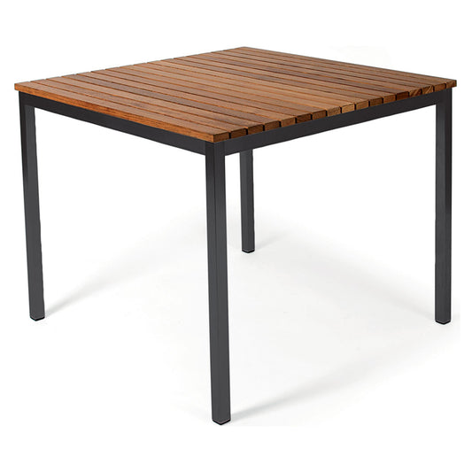 Haringe Square Table - Teak, Black Stainless Steel Frame