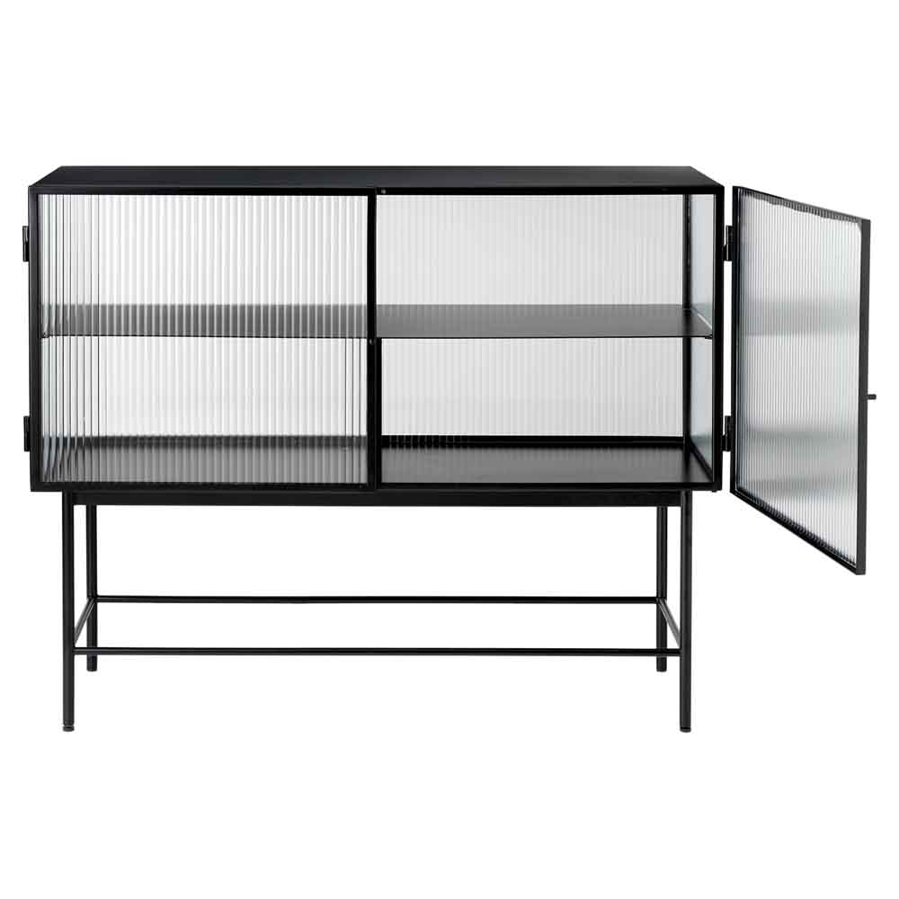 Haze Sideboard - Reeded Glass, Black