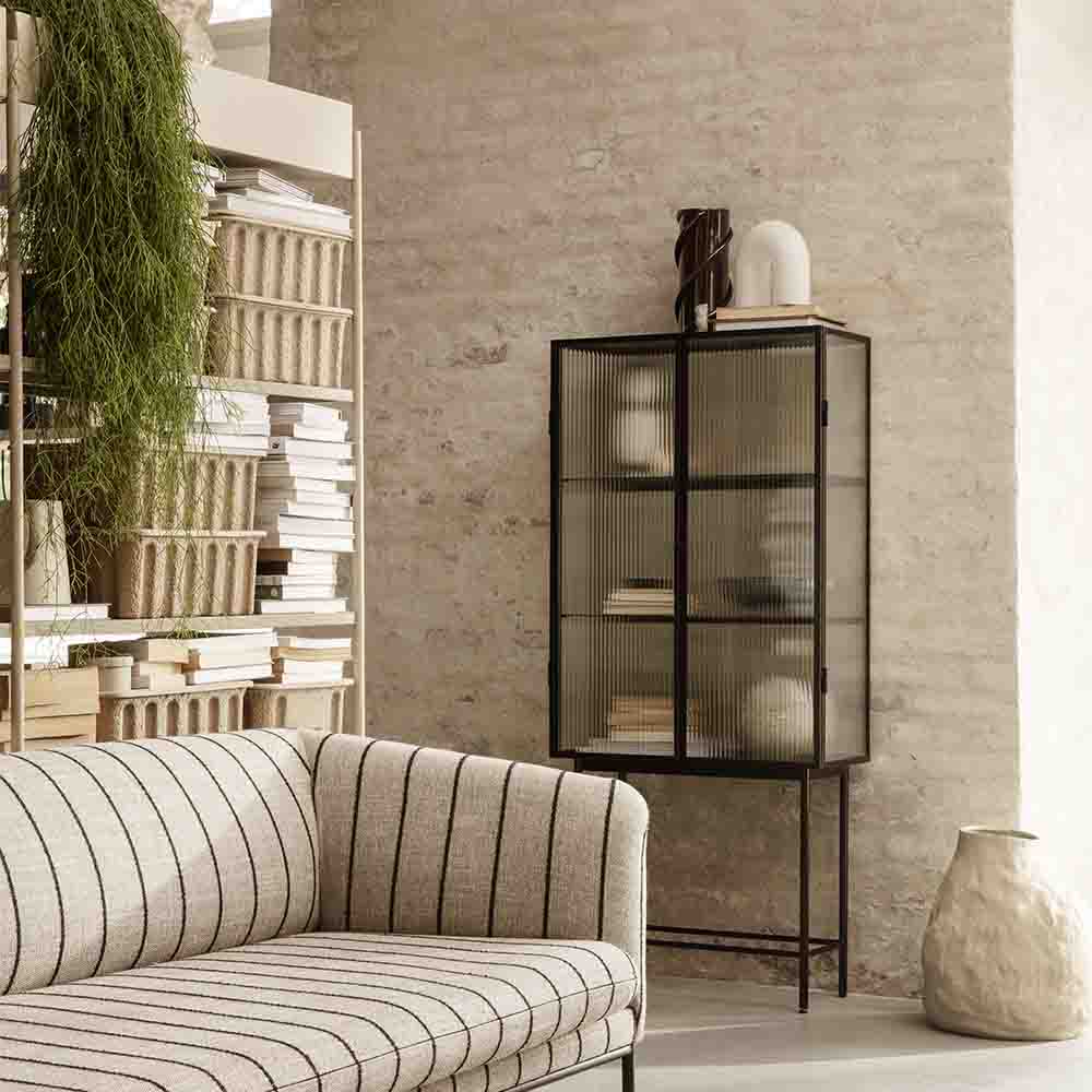 Haze Vitrine - Reeded Glass, Black