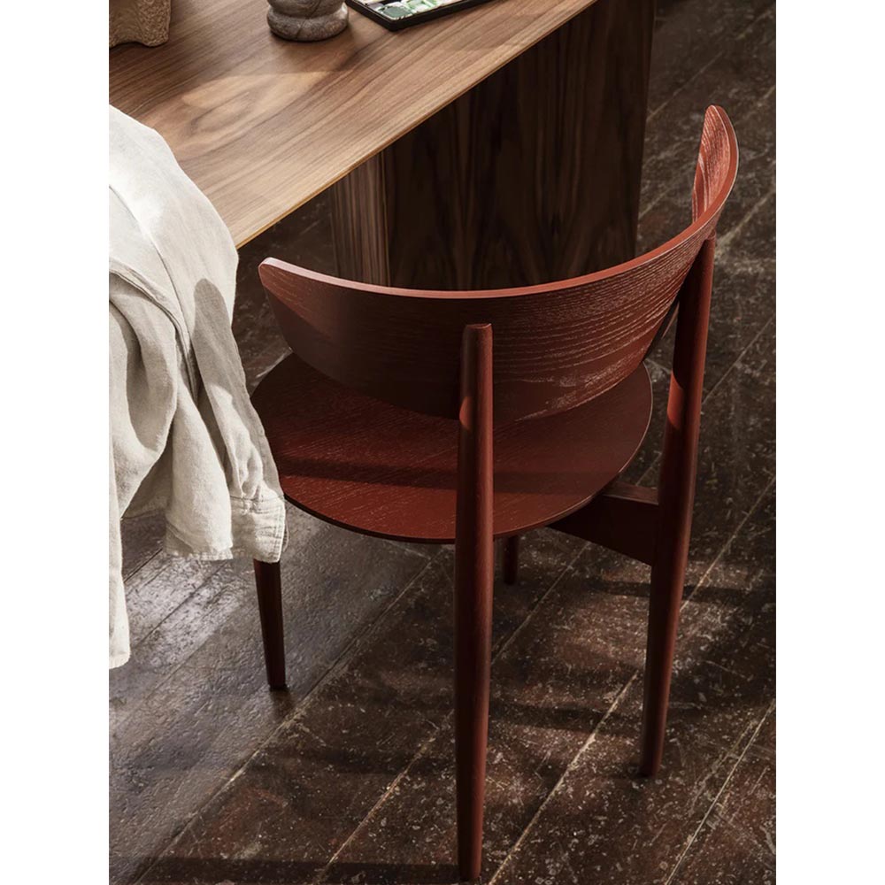 Herman Dining Chair - Wood, Red Brown
