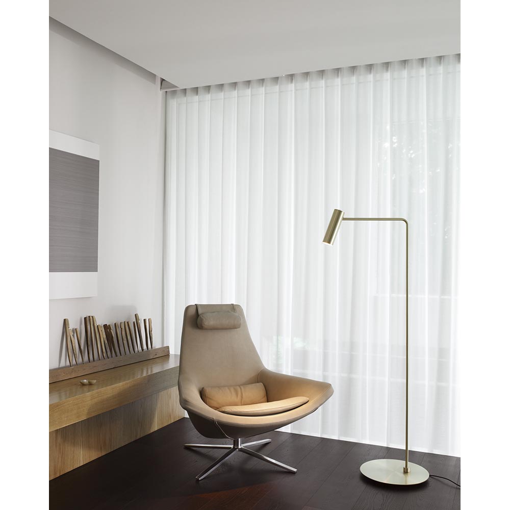 Heron Floor Lamp - Satin Brass, Satin Brass Base