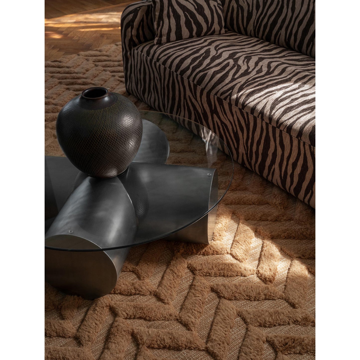 Herringbone Rug - Brown