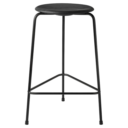 High Dot Stool 3 Legs - Black Leather, Black Base