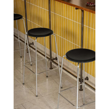 High Dot Stool 4 Legs - Black Ash, Chrome Base