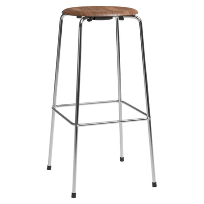 High Dot Stool 4 Legs - Walnut, Chrome Base
