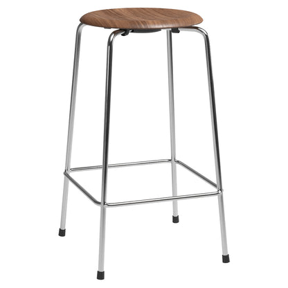 High Dot Stool 4 Legs - Walnut, Chrome Base