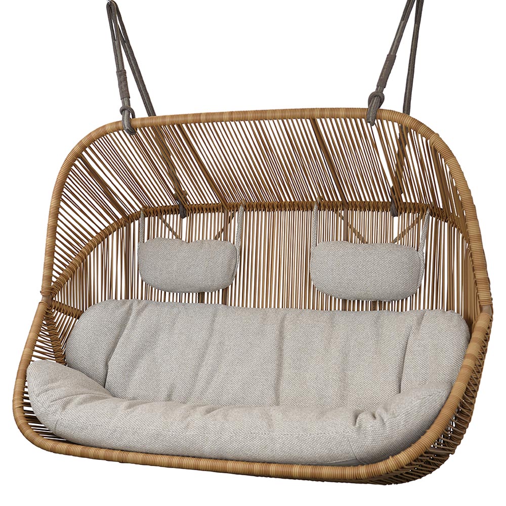 Hive Outdoor 2 Seater Sofa - Desert Sand Cushions, Taupe Rope Suspension