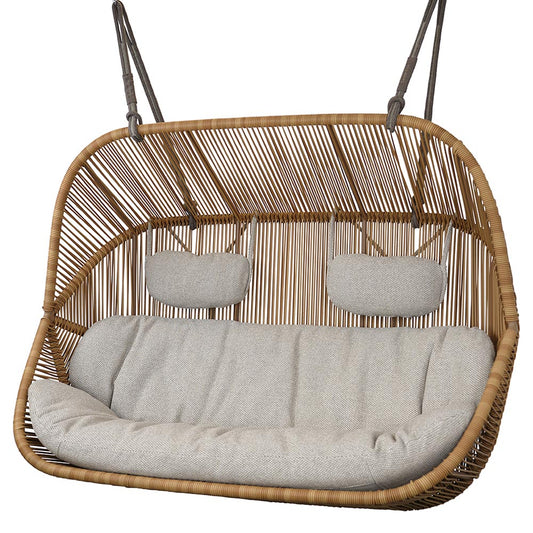 Hive Outdoor 2 Seater Sofa - Desert Sand Cushions, Taupe Rope Suspension