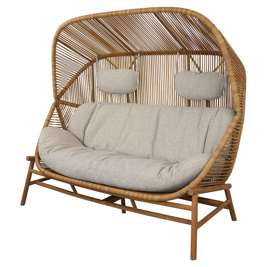 Hive Outdoor 2 Seater Sofa - Desert Sand Cushions, Teak Base