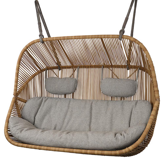 Hive Outdoor 2 Seater Sofa - Light Brown Cushions, Taupe Rope Suspension