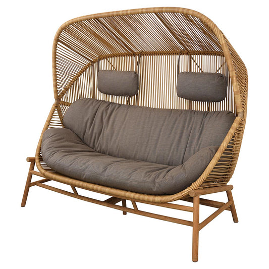 Hive Outdoor 2 Seater Sofa - Taupe Cushions, Teak Base