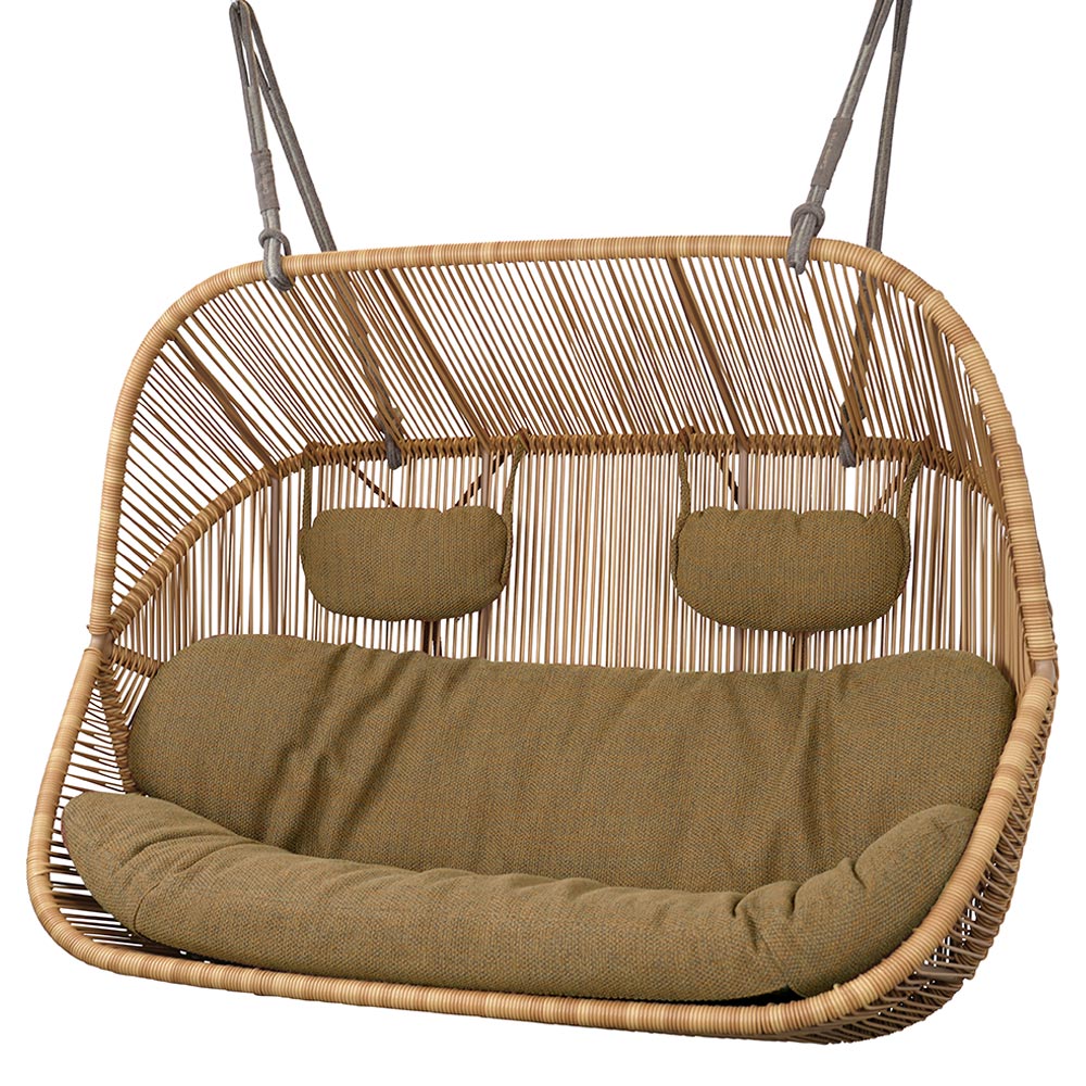 Hive Outdoor 2 Seater Sofa - Turmeric Yellow Cushions, Taupe Rope Suspension