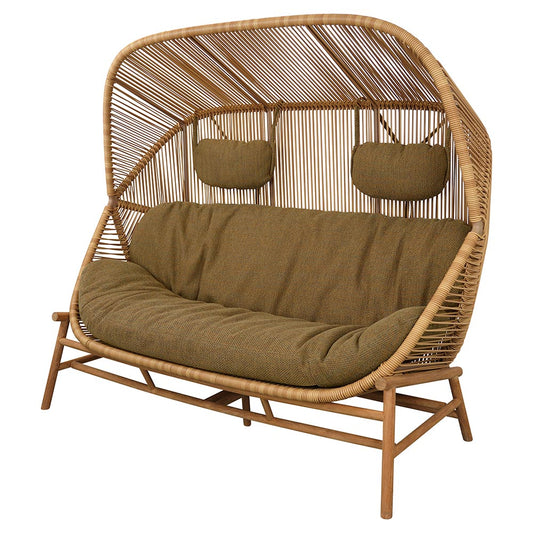 Hive Outdoor 2 Seater Sofa - Turmeric Yellow Cushions, Teak Base