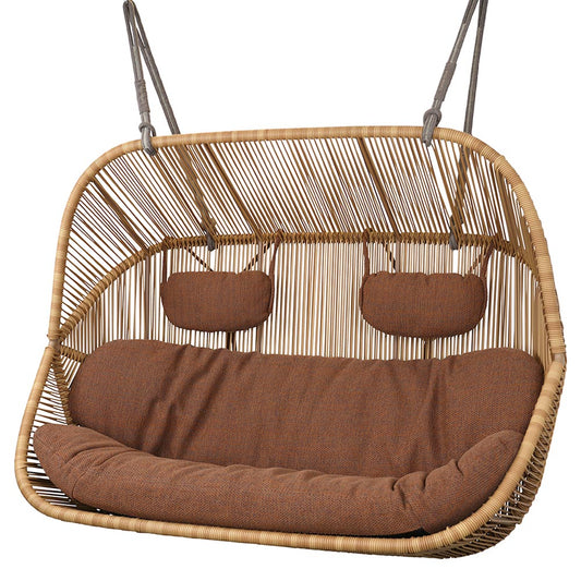 Hive Outdoor 2 Seater Sofa - Umber Brown Cushions, Taupe Rope Suspension