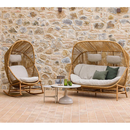 Hive Outdoor 2 Seater Sofa - Umber Brown Cushions, Taupe Rope Suspension