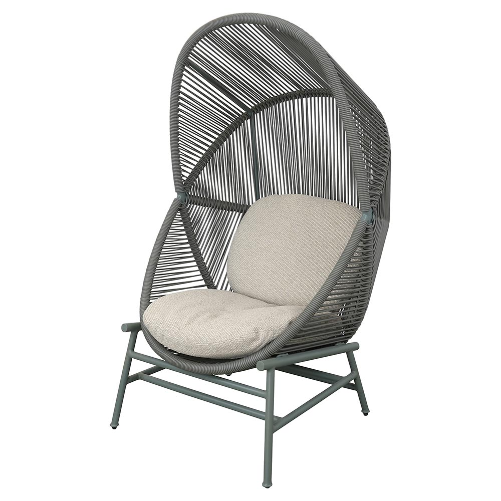 Hive Outdoor Chair - Desert Sand Cushions, Dusty Green Weave Chair, Dusty Green Aluminum Base