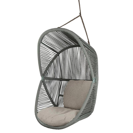 Hive Outdoor Chair - Desert Sand Cushions, Dusty Green Weave Chair, Taupe Rope Suspension