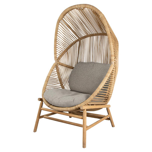Hive Outdoor Chair - Desert Sand Cushions, Natural Weave Chair, Teak Base