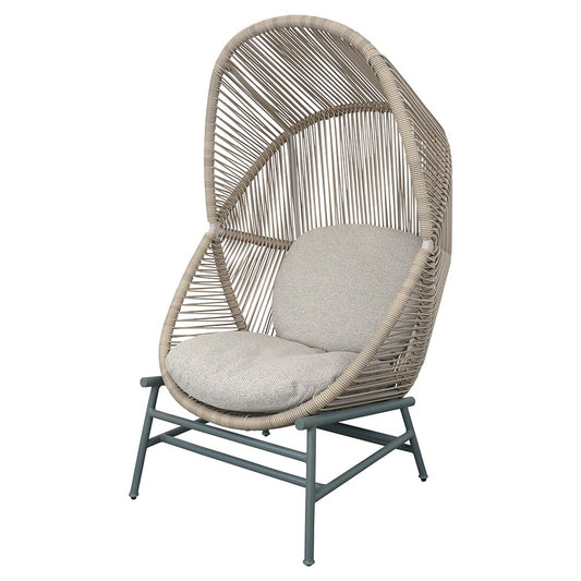 Hive Outdoor Chair - Desert Sand Cushions, Sand Weave Chair, Dusty Green Aluminum Base