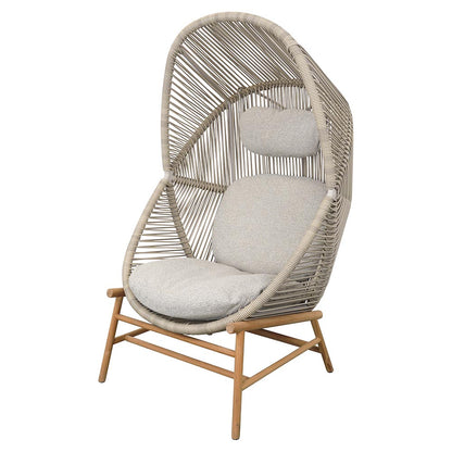 Hive Outdoor Chair - Desert Sand Cushions, Sand Weave Chair, Teak Base