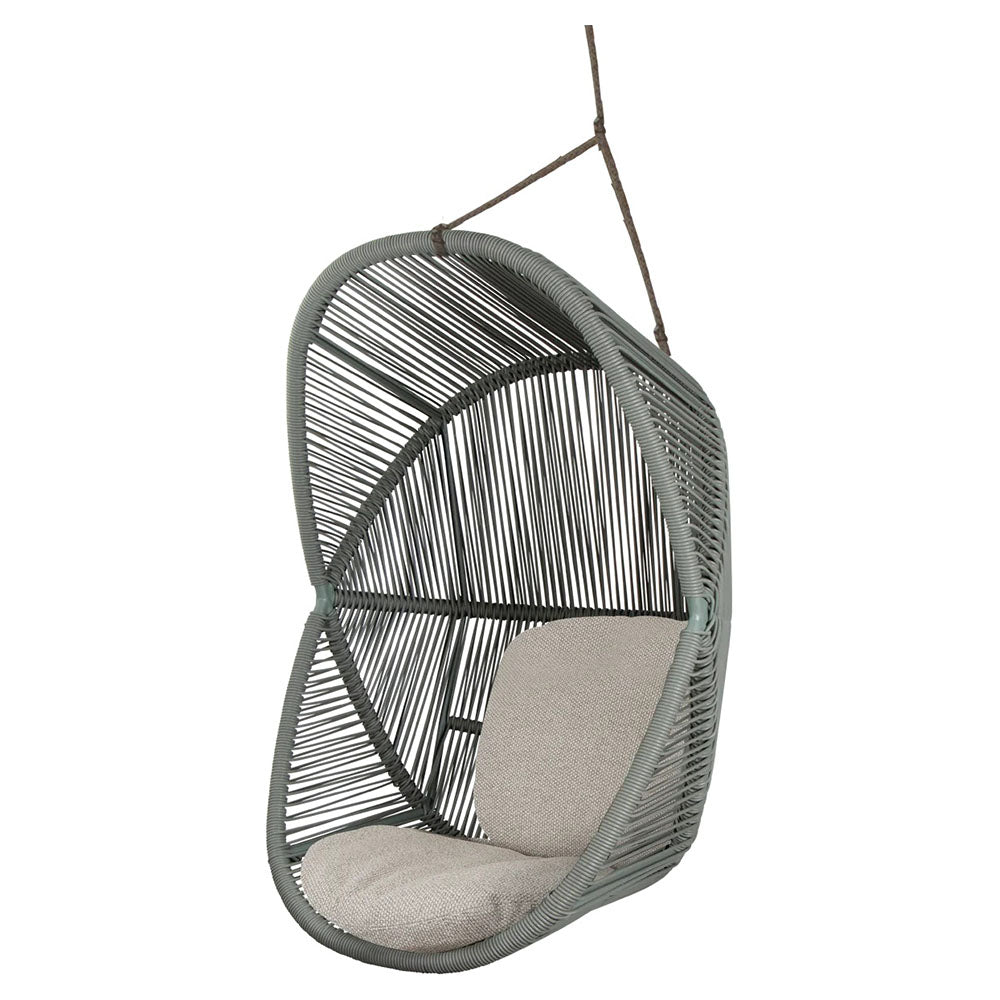 Hive Outdoor Chair - Light Brown Cushions, Dusty Green Weave Chair, Taupe Rope Suspension