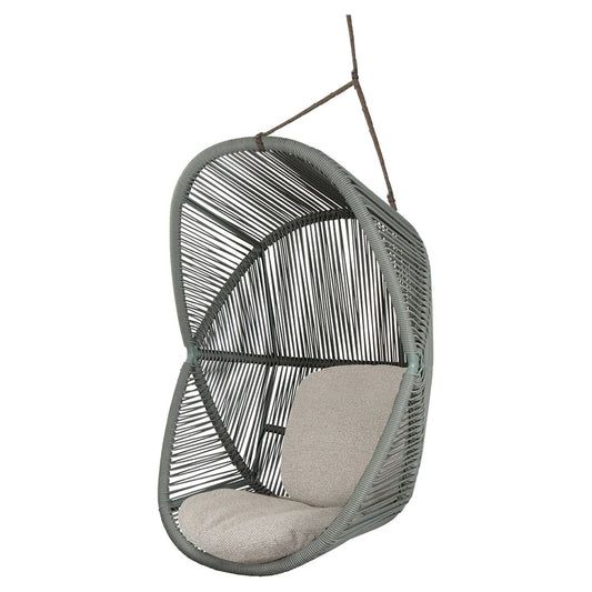 Hive Outdoor Chair - Light Brown Cushions, Dusty Green Weave Chair, Taupe Rope Suspension