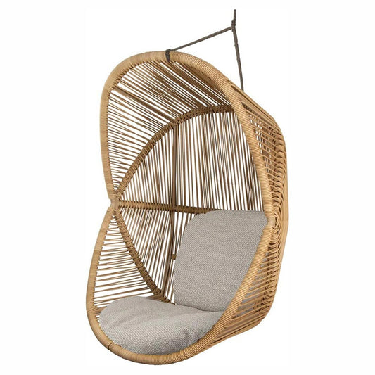 Hive Outdoor Chair - Light Brown Cushions, Natural Weave Chair, Taupe Rope Suspension