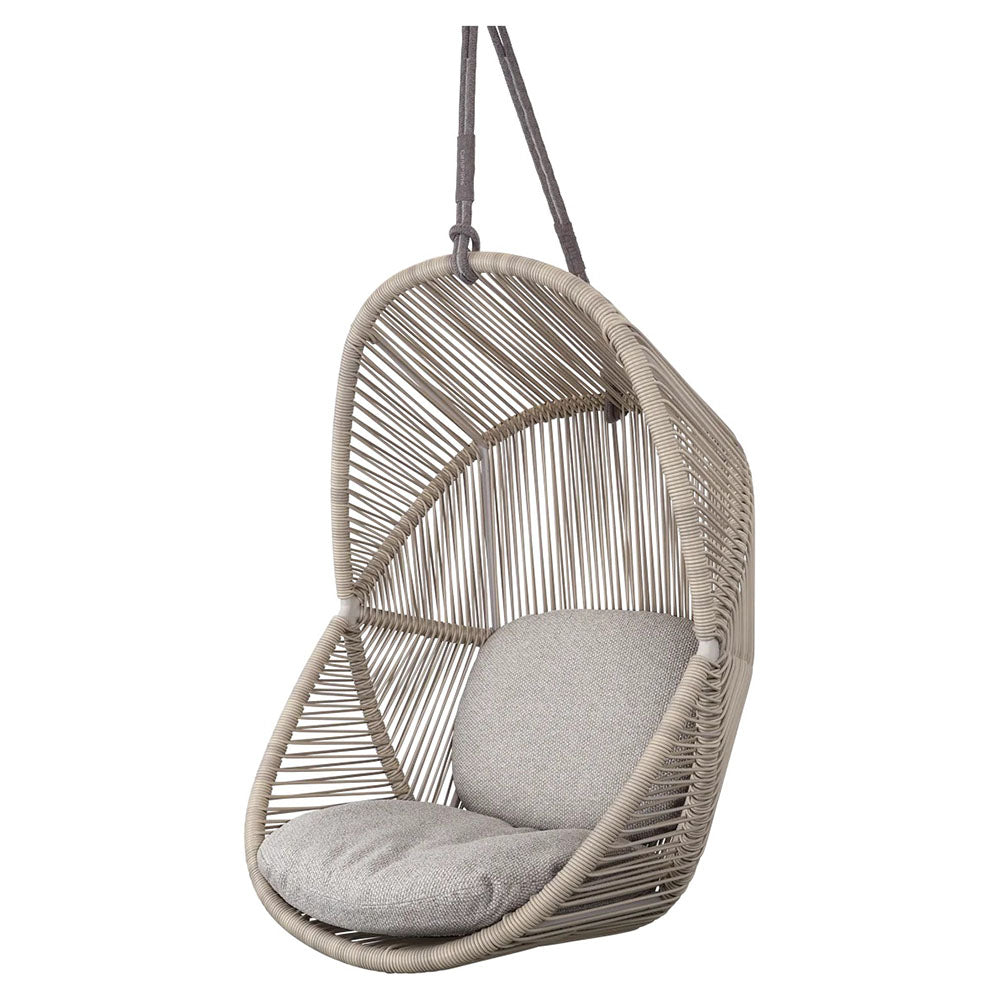 Hive Outdoor Chair - Light Brown Cushions, Sand Weave Chair, Taupe Rope Suspension