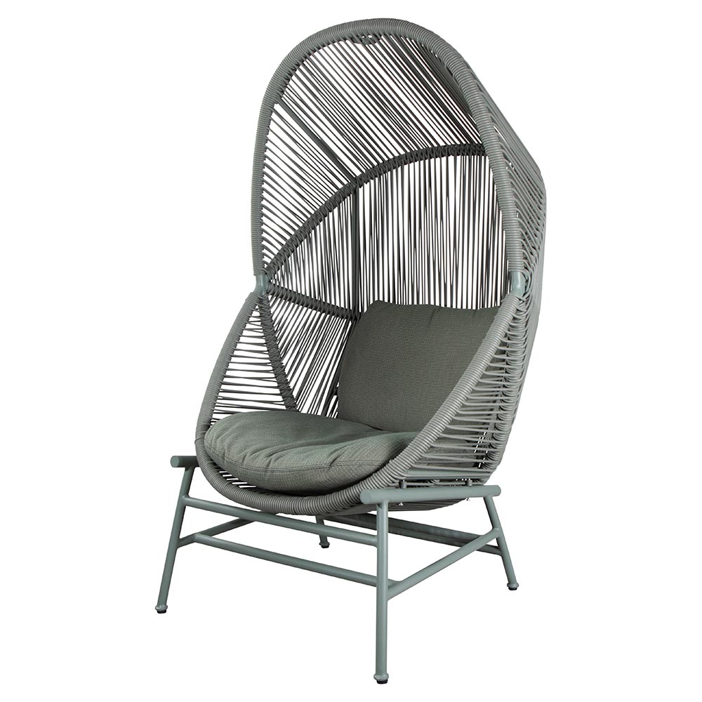 Hive Outdoor Chair - Light Green Cushions, Dusty Green Weave Chair, Dusty Green Aluminum Base