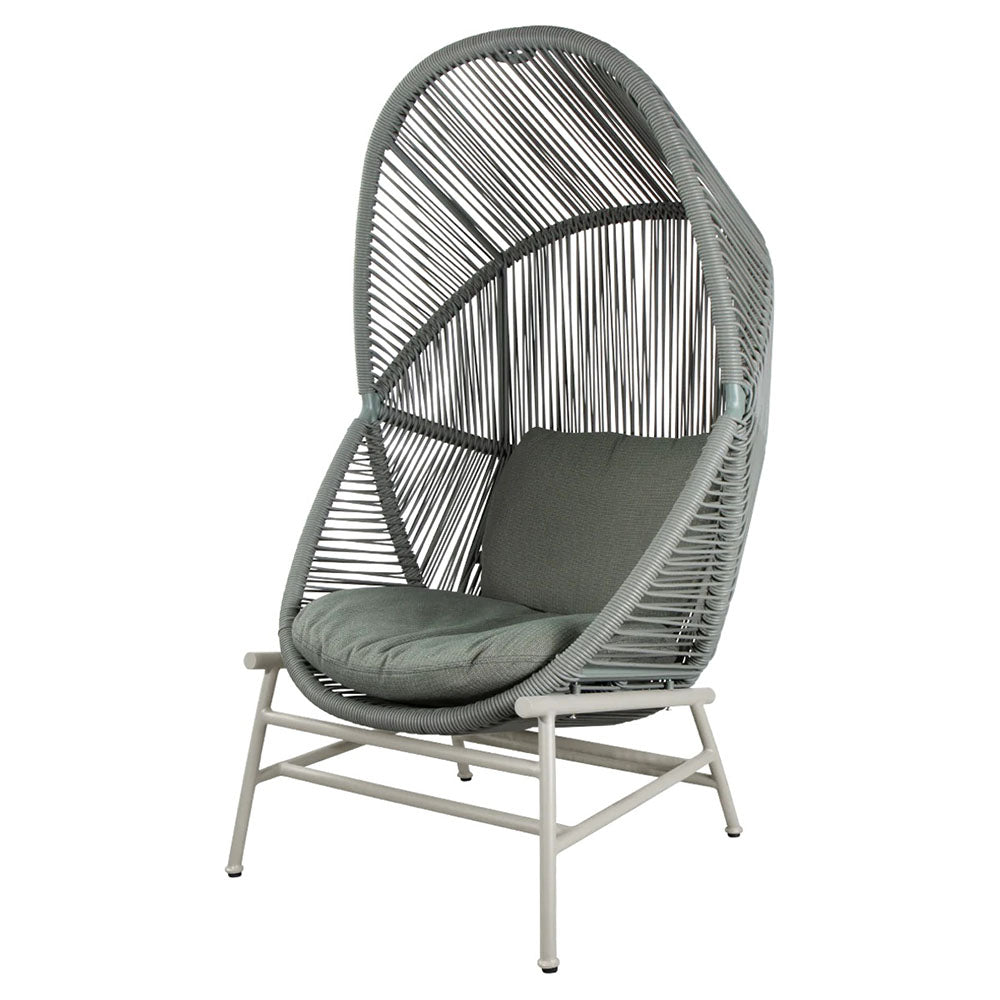 Hive Outdoor Chair - Light Green Cushions, Dusty Green Weave Chair, Sand Aluminum Base
