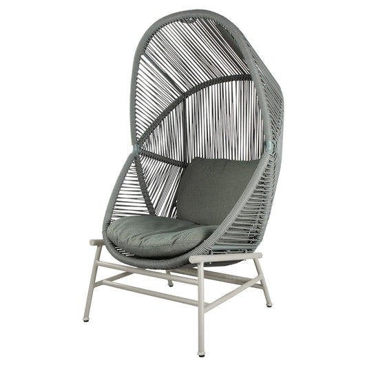 Hive Outdoor Chair - Light Green Cushions, Dusty Green Weave Chair, Sand Aluminum Base
