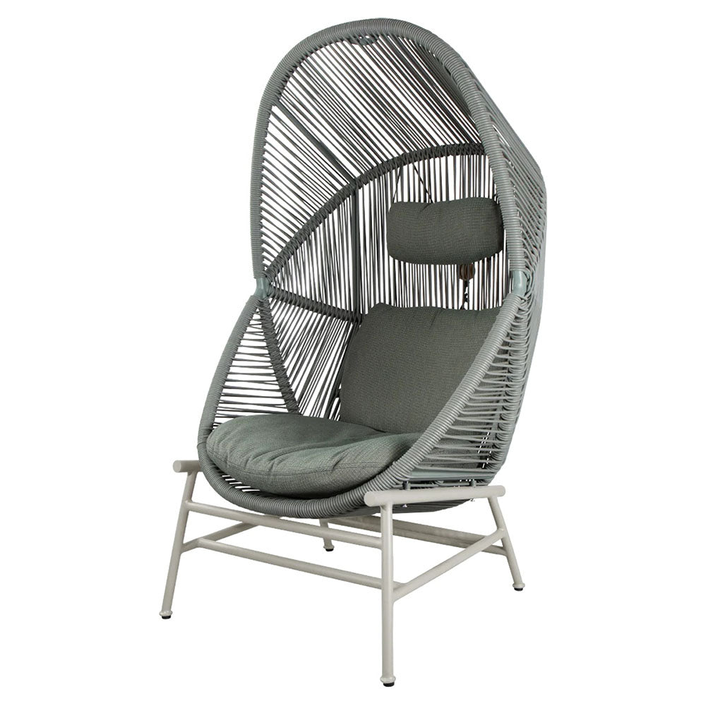 Hive Outdoor Chair - Light Green Cushions, Dusty Green Weave Chair, Sand Aluminum Base