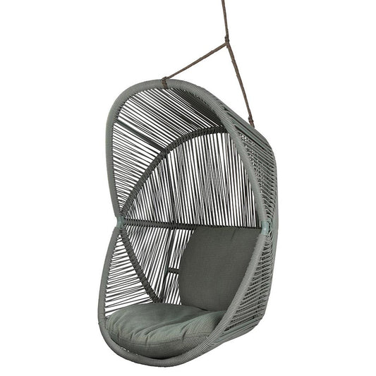 Hive Outdoor Chair - Light Green Cushions, Dusty Green Weave Chair, Taupe Rope Suspension