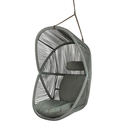 Hive Outdoor Chair - Light Green Cushions, Dusty Green Weave Chair, Taupe Rope Suspension