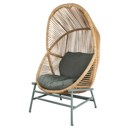 Hive Outdoor Chair - Light Green Cushions, Natural Weave Chair, Dusty Green Aluminum Base