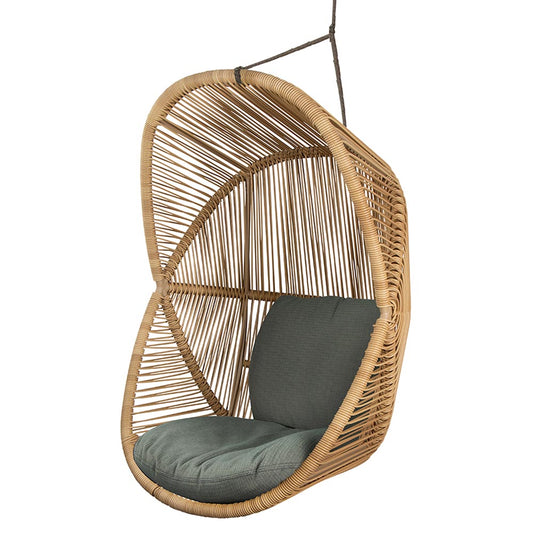 Hive Outdoor Chair - Light Green Cushions, Natural Weave Chair, Taupe Rope Suspension