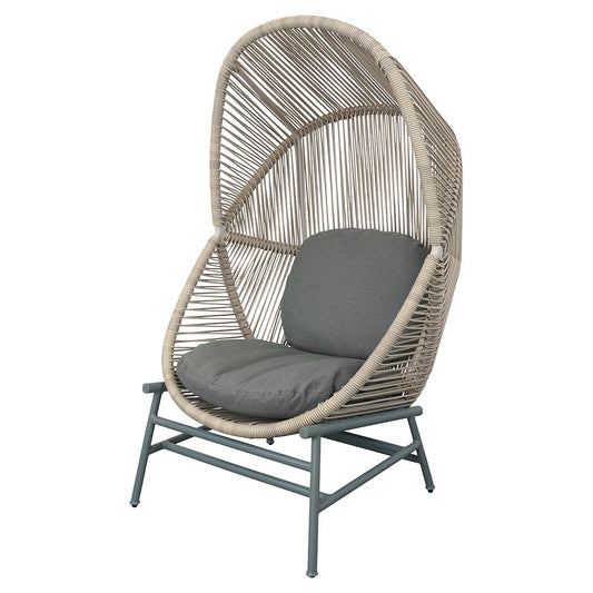Hive Outdoor Chair - Light Green Cushions, Sand Weave Chair, Dusty Green Aluminum Base