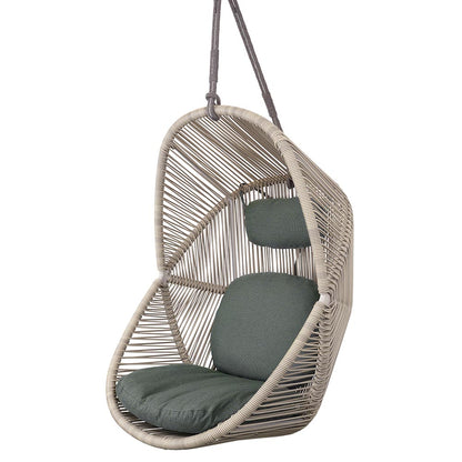 Hive Outdoor Chair - Light Green Cushions, Sand Weave Chair, Taupe Rope Suspension
