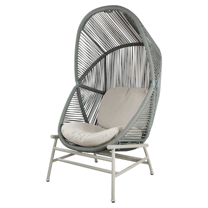 Hive Outdoor Chair - Sand Cushions, Dusty Green Weave Chair, Sand Aluminum Base