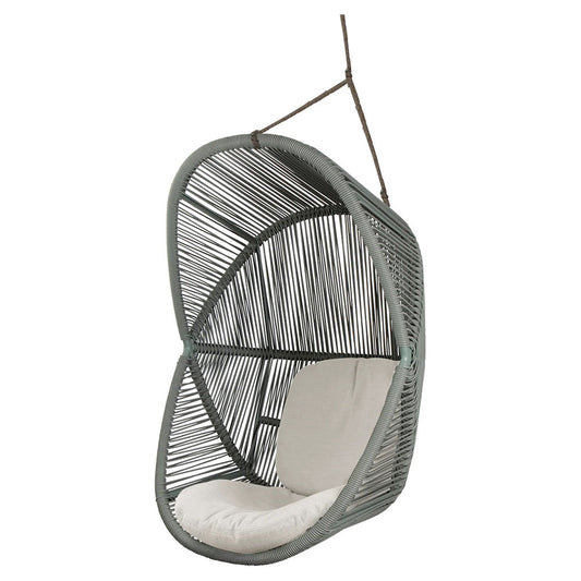 Hive Outdoor Chair - Sand Cushions, Dusty Green Weave Chair, Taupe Rope Suspension