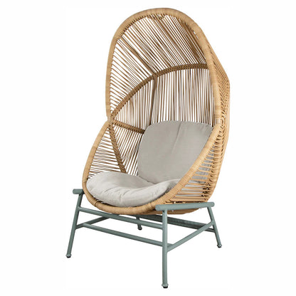 Hive Outdoor Chair - Sand Cushions, Natural Weave Chair, Dusty Green Aluminum Base