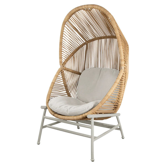 Hive Outdoor Chair - Sand Cushions, Natural Weave Chair, Sand Aluminum Base