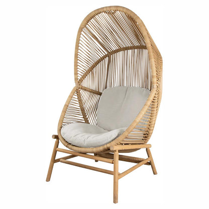 Hive Outdoor Chair - Sand Cushions, Natural Weave Chair, Teak Base