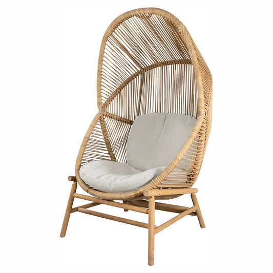 Hive Outdoor Chair - Sand Cushions, Natural Weave Chair, Teak Base